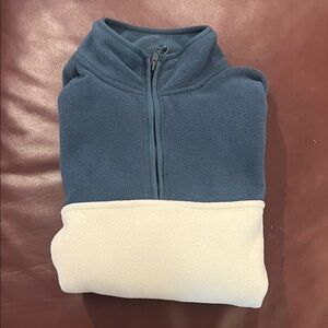 J. Crew Men's Zip-Up Fleece in Blue and Cream